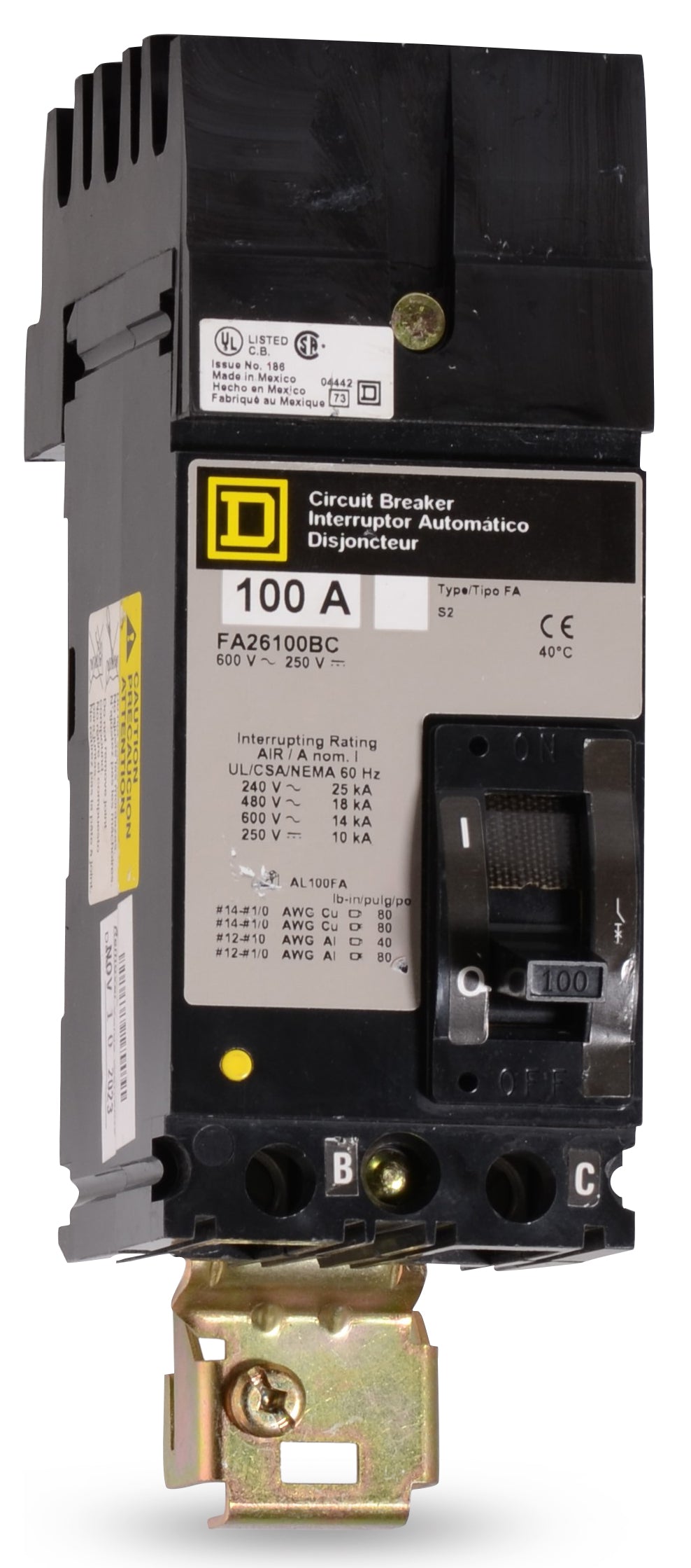 Square D FA26100BC - 100A 2 Pole Molded Case Circuit Breaker