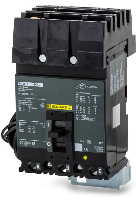 Square D FA34015-1021 - 15A 3 Pole Molded Case Circuit Breaker