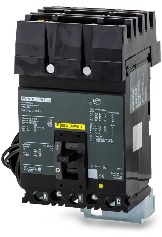 Square D FA34070-1021 - 70A 3 Pole Molded Case Circuit Breaker