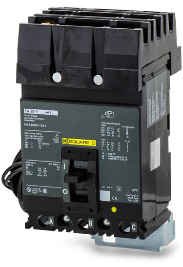 Square D FA34080-1021 - 80A 3 Pole Molded Case Circuit Breaker