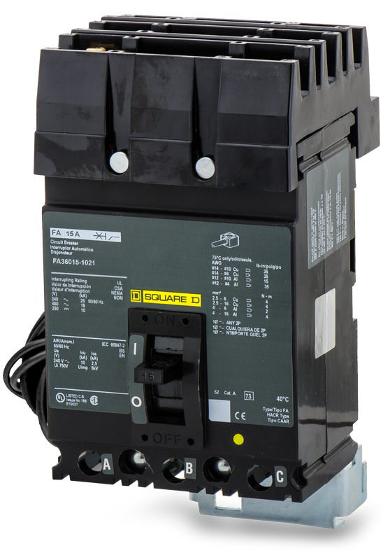 Square D FA36015-1021 - 15A 3 Pole Molded Case Circuit Breaker