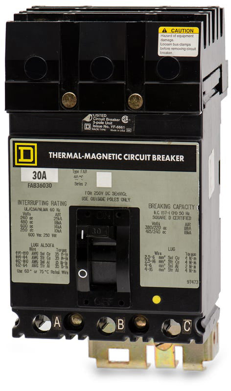 Square D FAB36030 - 30A 3 Pole Molded Case Circuit Breaker