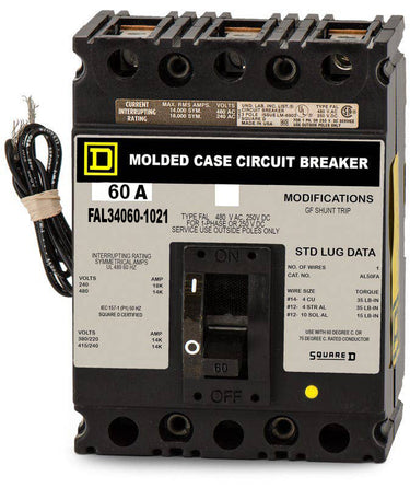 Square D FAL34060-1021 - 60A 3 Pole Molded Case Circuit Breaker