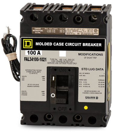 Square D FAL34100-1021 - 100A 3 Pole Molded Case Circuit Breaker