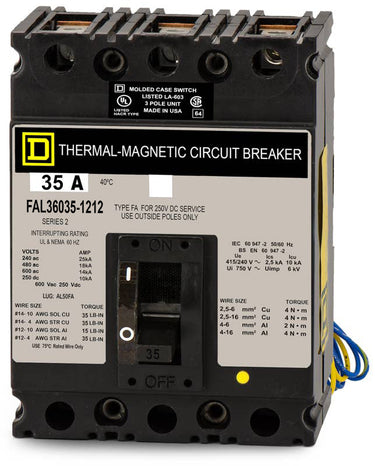 Square D FAL36035-1212 - 35A 3 Pole Molded Case Circuit Breaker