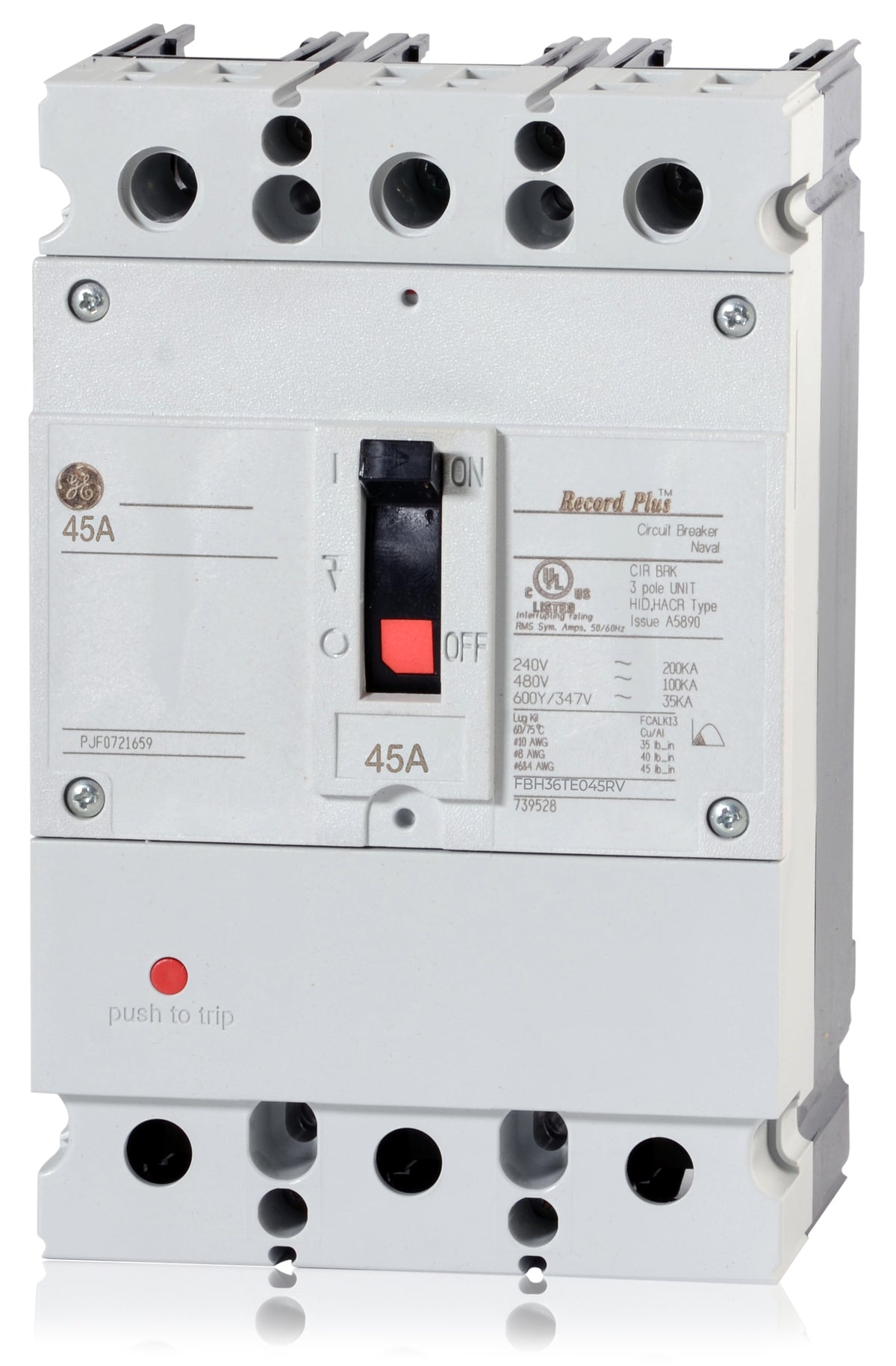 ABB / General Electric FBH36TE045RV - 45A 3 Pole Molded Case Circuit Breaker