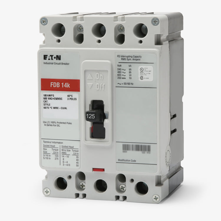 Eaton / Cutler-Hammer FDB3125 - 125A 3 Pole Molded Case Circuit Breaker