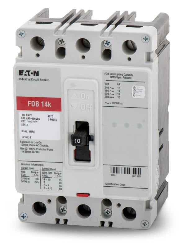 Eaton / Cutler-Hammer FDB3010 - 10A 3 Pole Molded Case Circuit Breaker