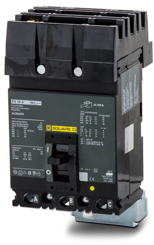 Square D FH36020G - 20A 3 Pole Molded Case Circuit Breaker