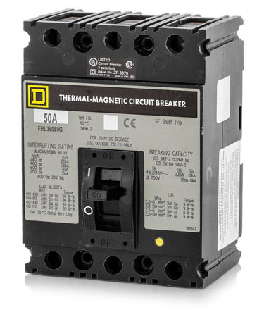 Square D FHL36050G - 50A 3 Pole Molded Case Circuit Breaker