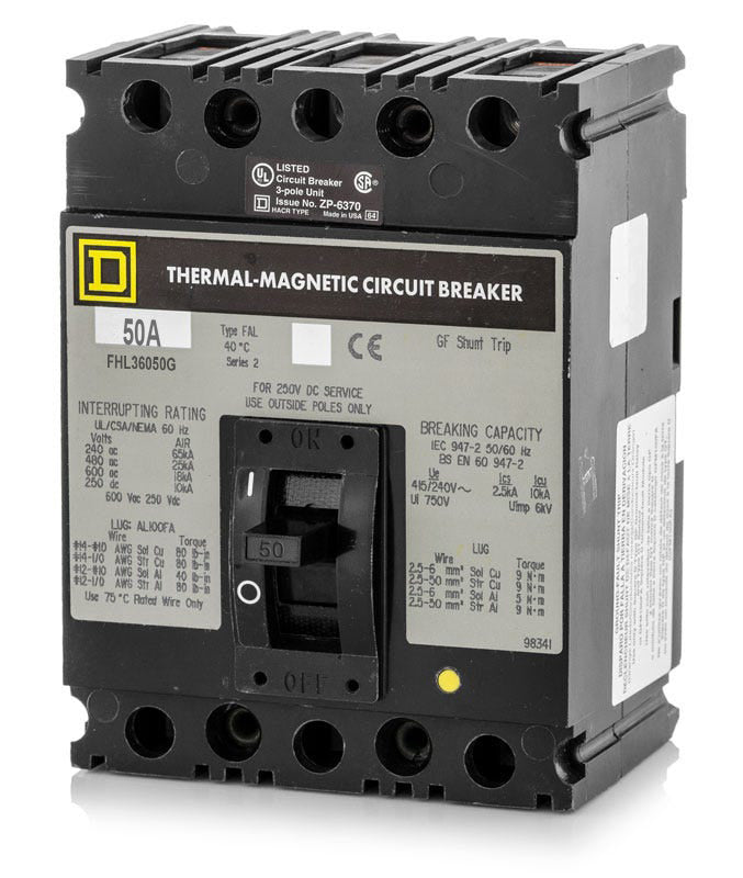 Square D FHL36050G - 50A 3 Pole Molded Case Circuit Breaker