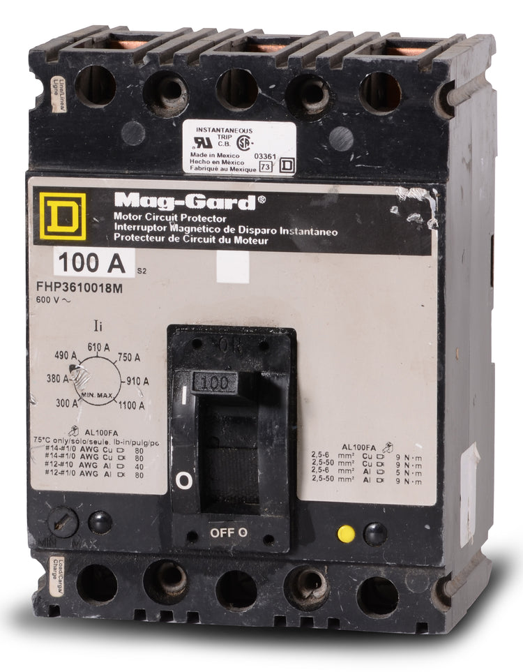 Square D FHP3610018M - 100A 3 Pole Motor Circuit Protector
