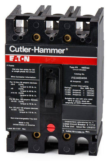Eaton / Cutler-Hammer FS340040A - 40A 3 Pole Molded Case Circuit Breaker