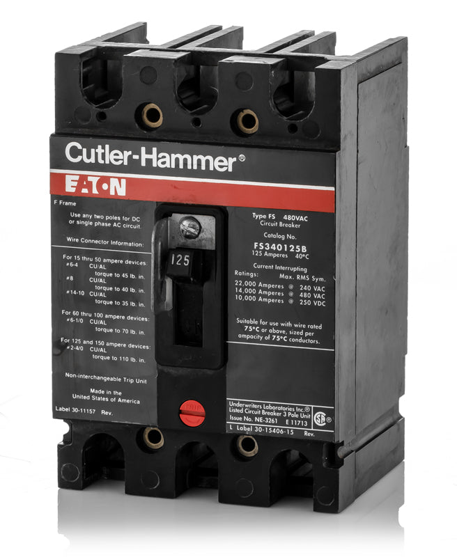 Eaton / Cutler-Hammer FS340125B - 125A 3 Pole Molded Case Circuit Breaker