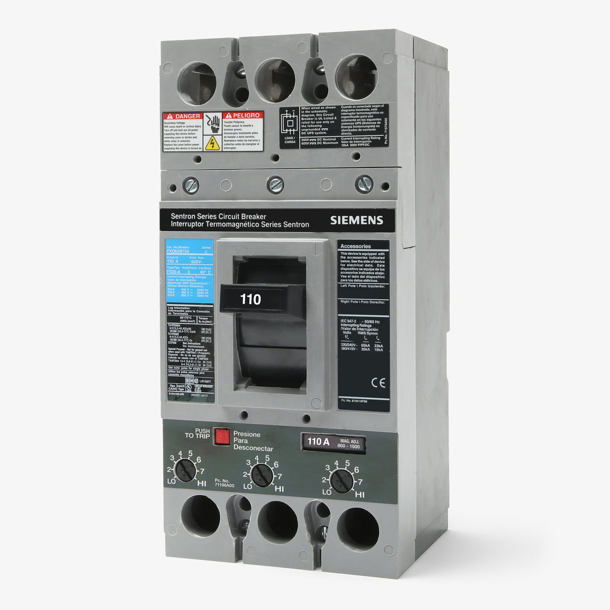 Siemens FXD63B110 - 110A 3 Pole Molded Case Circuit Breaker
