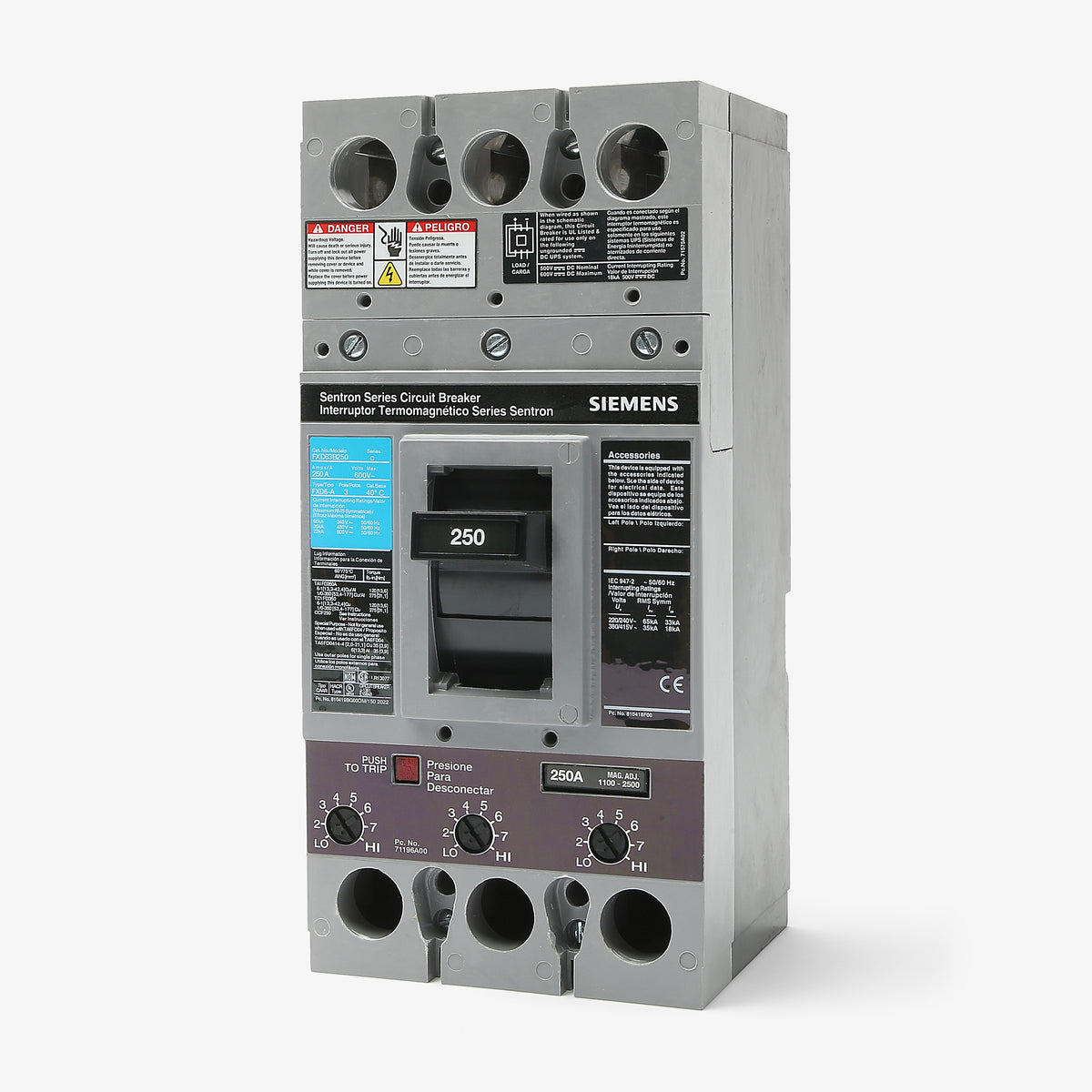 Siemens FXD63B250L - 250A 3 Pole Molded Case Circuit Breaker