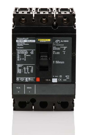 Square D HDL36015 - 15A 3 Pole Molded Case Circuit Breaker