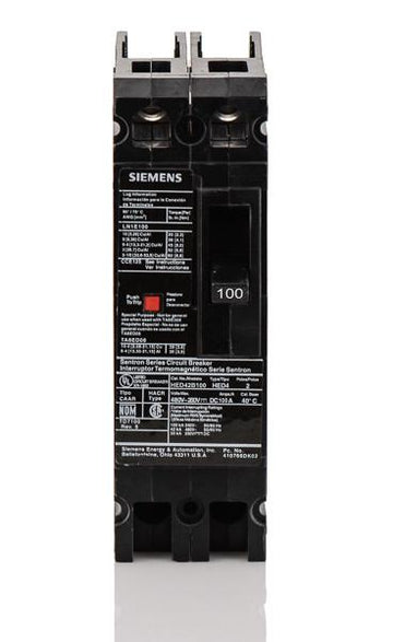 Siemens HED42B100L - 100A 2 Pole Molded Case Circuit Breaker