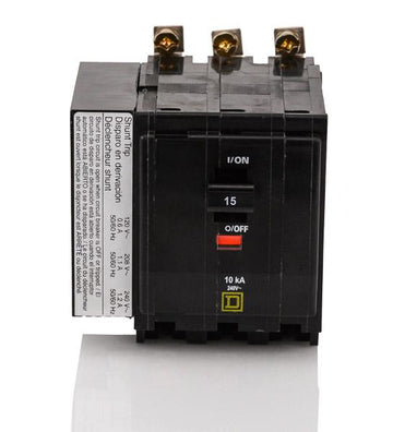 Square D QOB3151021 - 15A 3 Pole Miniature Circuit Breaker