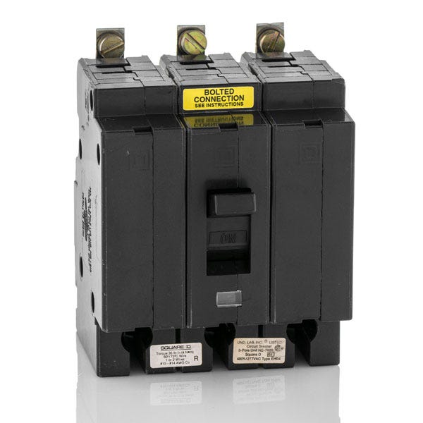Mini Circuit Breaker, E-Frame, 35A, 3 Pole, 480Y/277 VAC, 25 KA Max, Bolt On