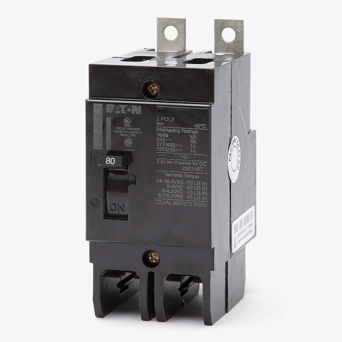Eaton / Cutler-Hammer GHB2080 - 80A 2 Pole Molded Case Circuit Breaker