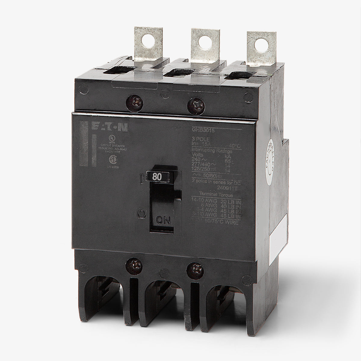 Eaton / Cutler-Hammer GHB3080 - 80A 3 Pole Molded Case Circuit Breaker