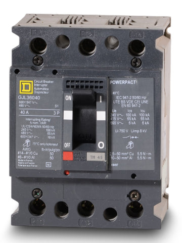 Square D GJL36040 - 40A 3 Pole Molded Case Circuit Breaker