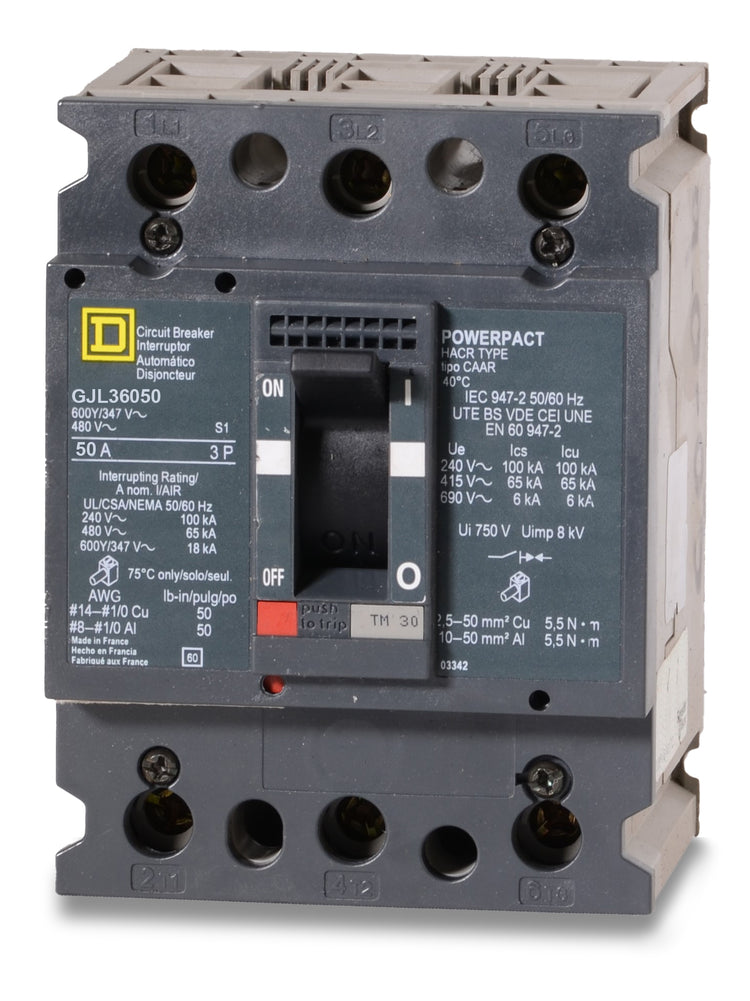 Square D GJL36050 - 50A 3 Pole Molded Case Circuit Breaker
