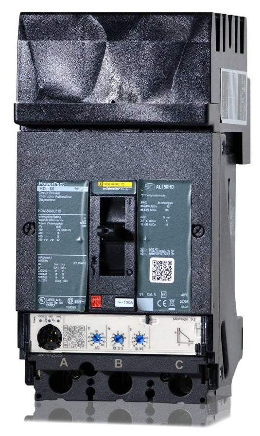 Square D HDA36060U31X - 60A 3 Pole Molded Case Circuit Breaker