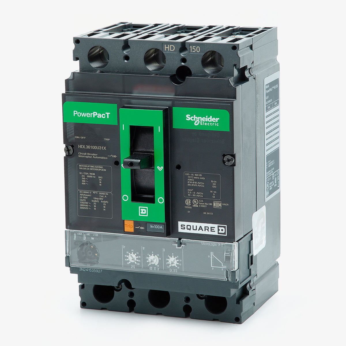 Square D HDL36100U31X - 100A 3 Pole Molded Case Circuit Breaker