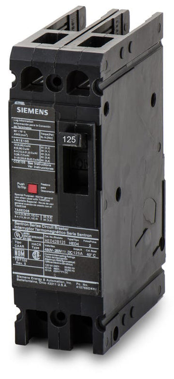 Siemens HED42B125 - 125A 2 Pole Molded Case Circuit Breaker