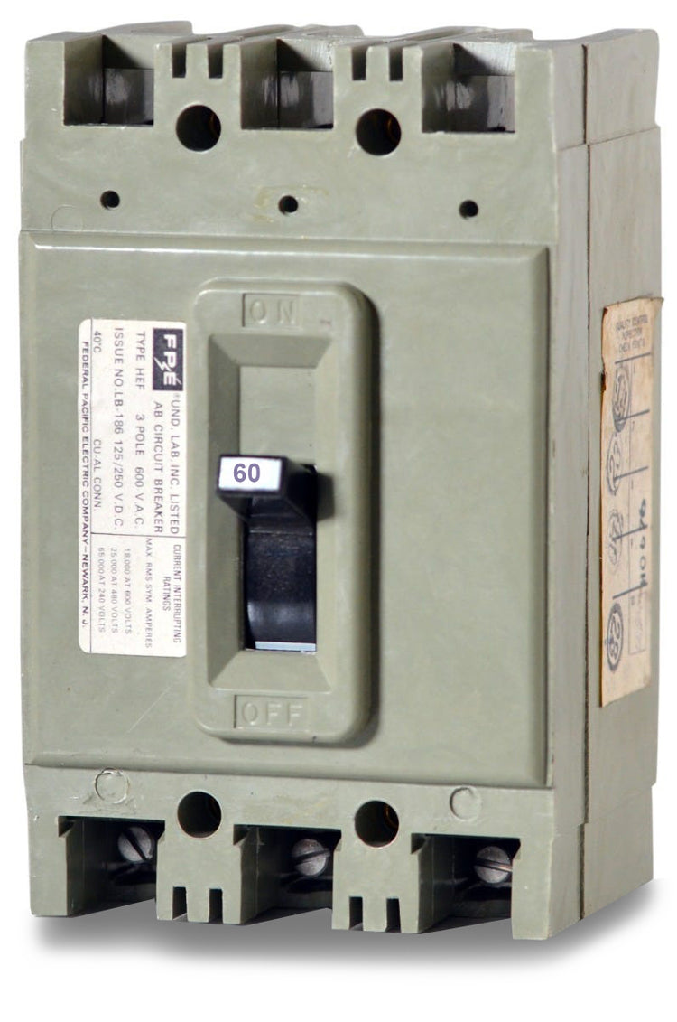 Federal Pacific HEF631060 - 60A 3 Pole Molded Case Circuit Breaker