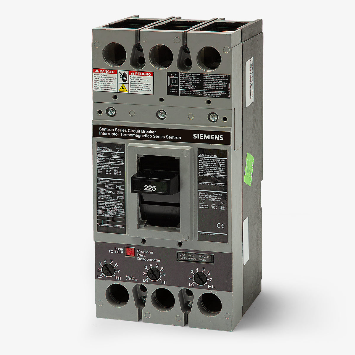 Siemens HFXD63M225 - 225A 3 Pole Motor Circuit Protector