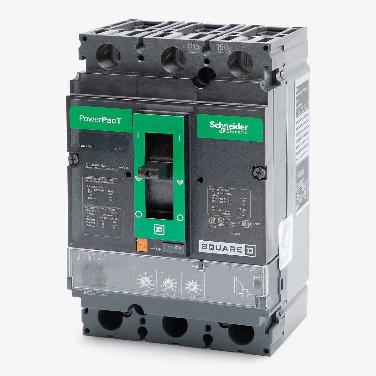 Square D HGL36100U33X - 100A 3 Pole Molded Case Circuit Breaker