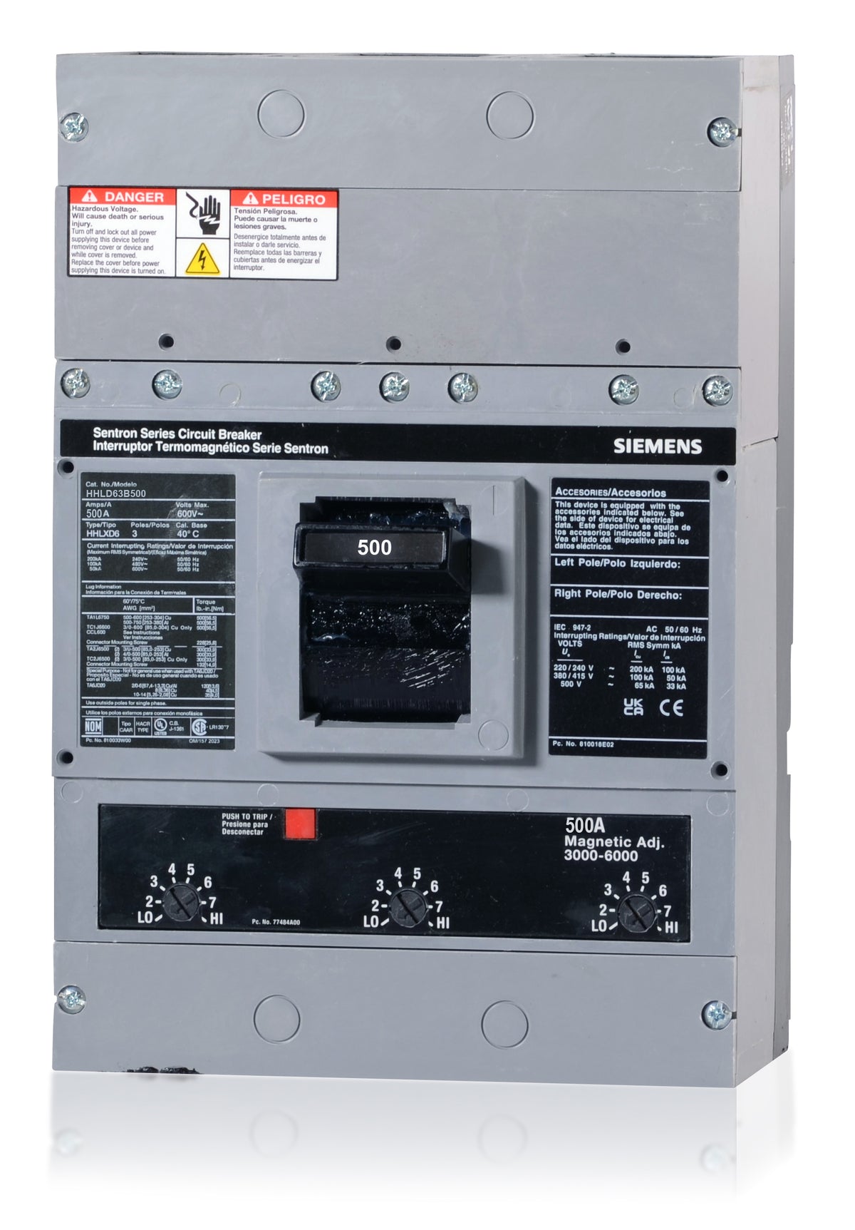 Siemens HHLD63B500 - 500A 3 Pole Molded Case Circuit Breaker