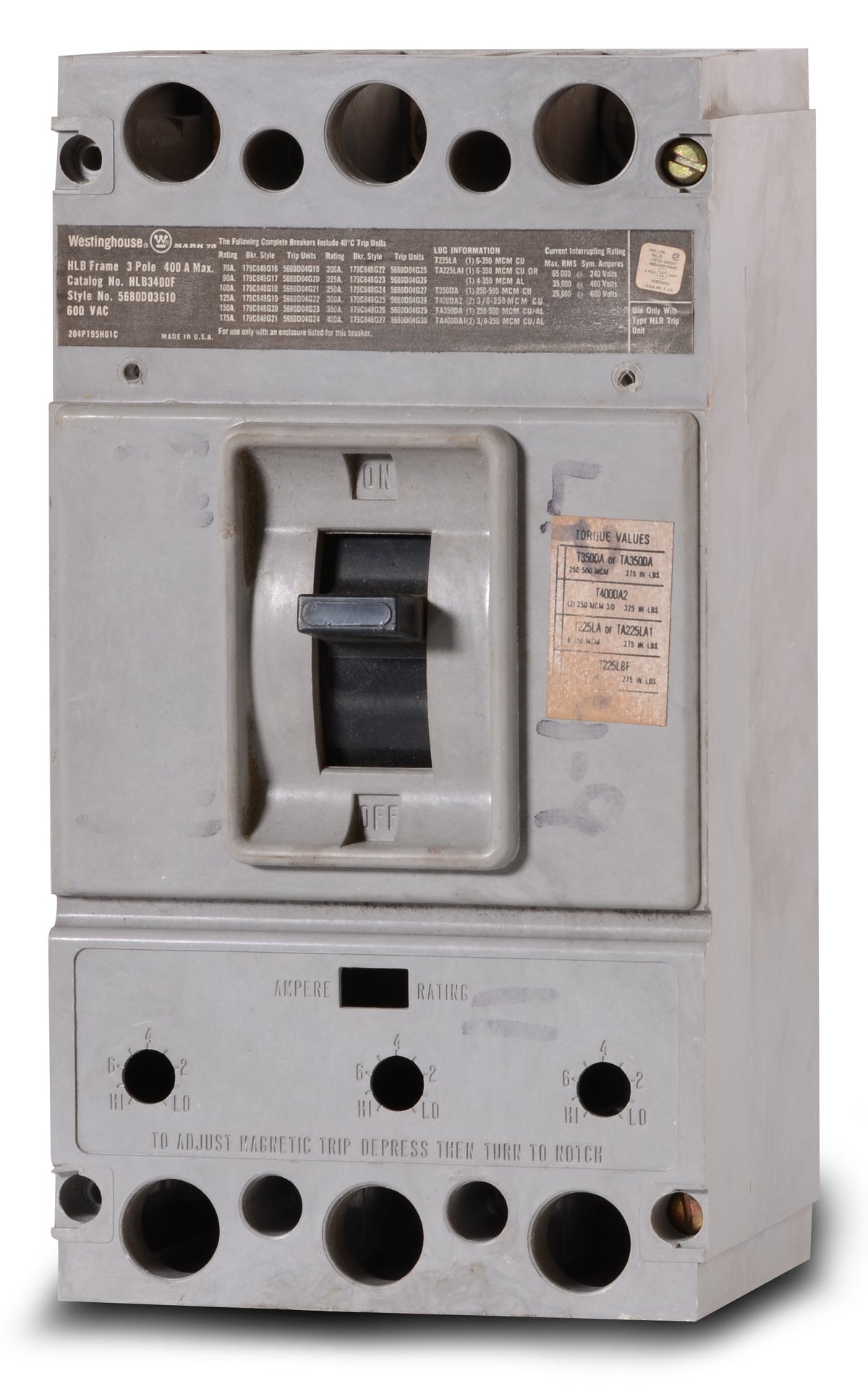 Westinghouse HLB3400F Circuit Breaker Frame