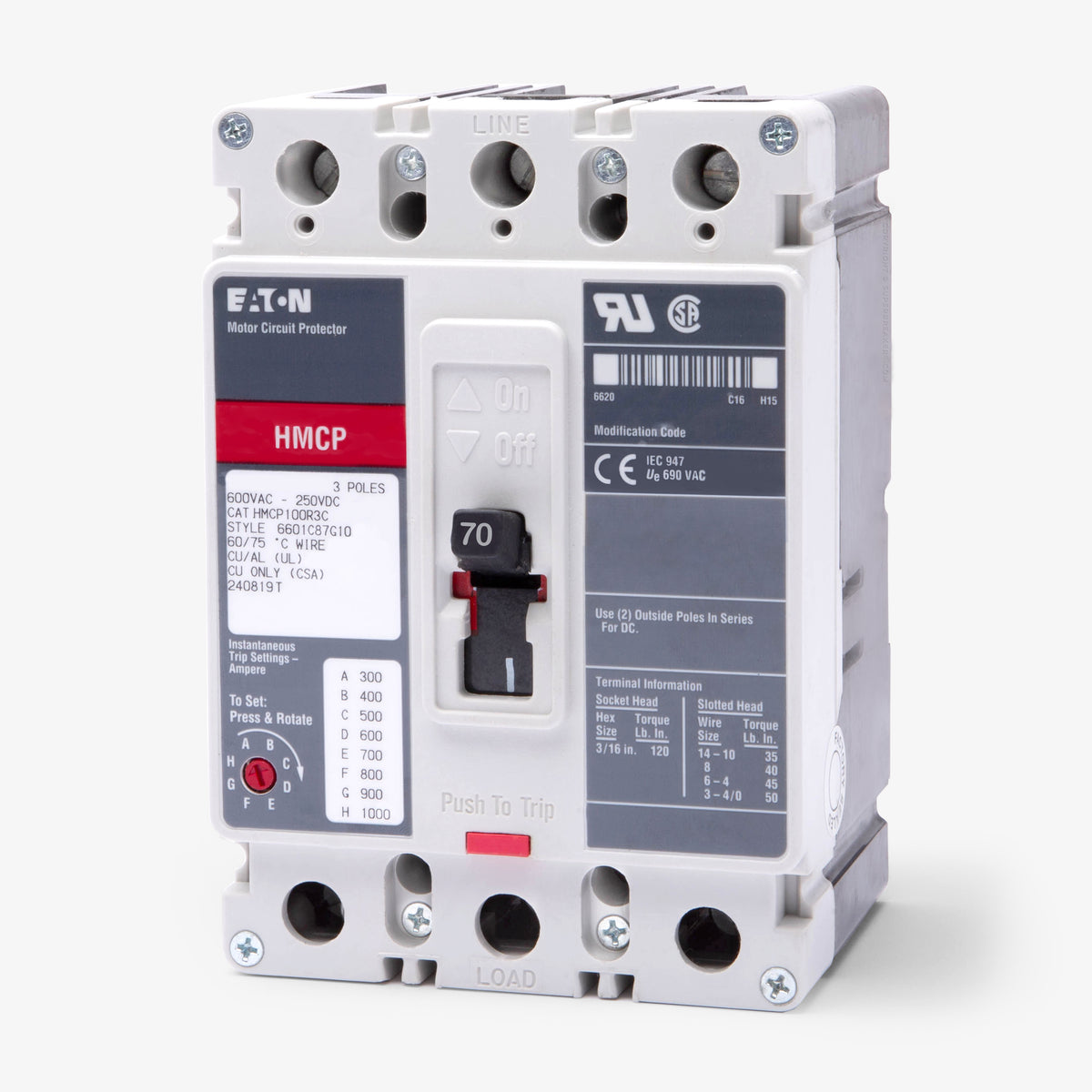Eaton / Cutler-Hammer HMCP070J2 - 70A 3 Pole Motor Circuit Protector