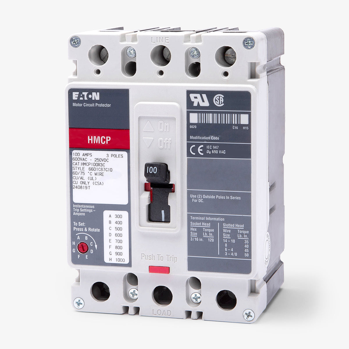Eaton / Cutler-Hammer HMCP100R3C - 100A 3 Pole Motor Circuit Protector