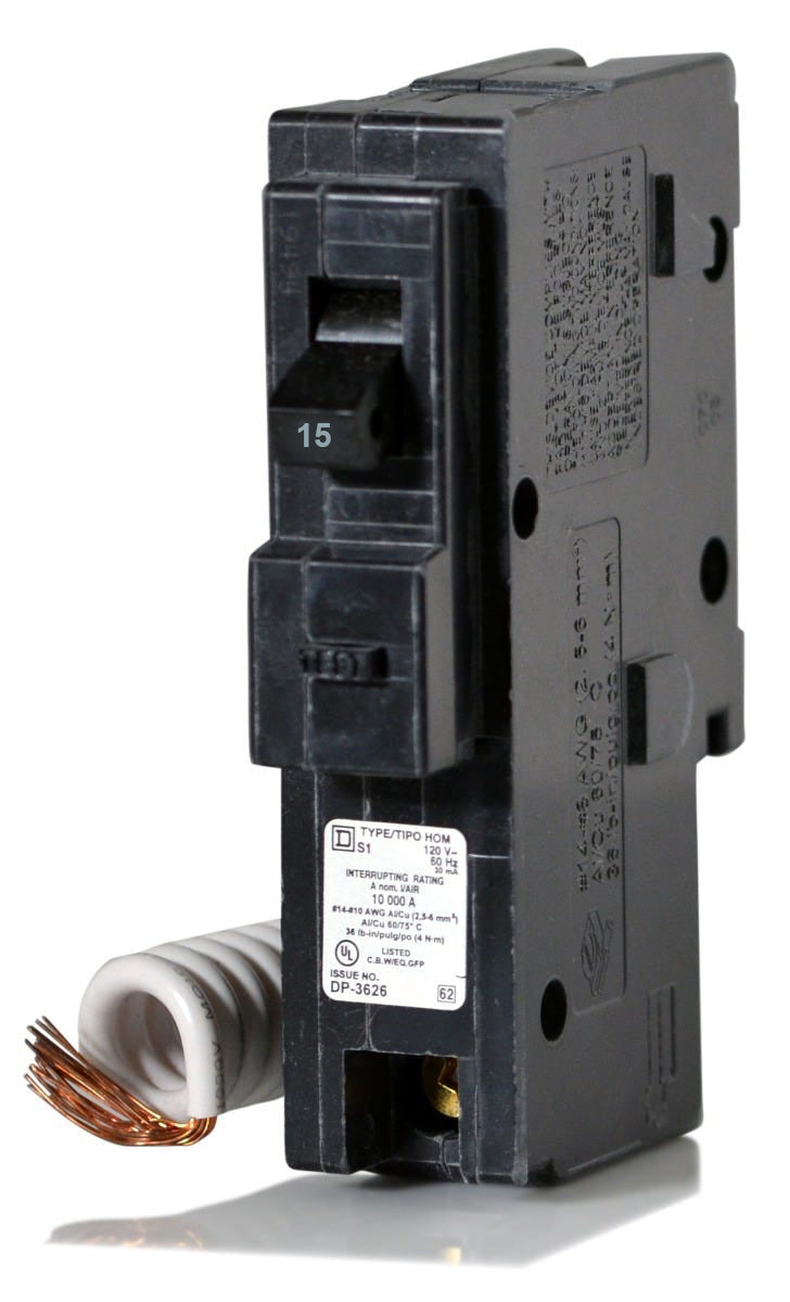 Square D HOM115EPD - 15A GFEP Miniature Circuit Breaker