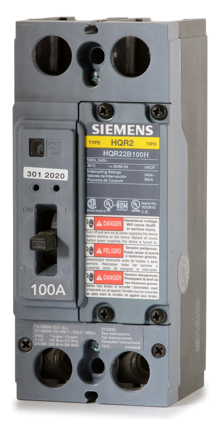 Siemens HQR22B100H - 100A 2 Pole Molded Case Circuit Breaker