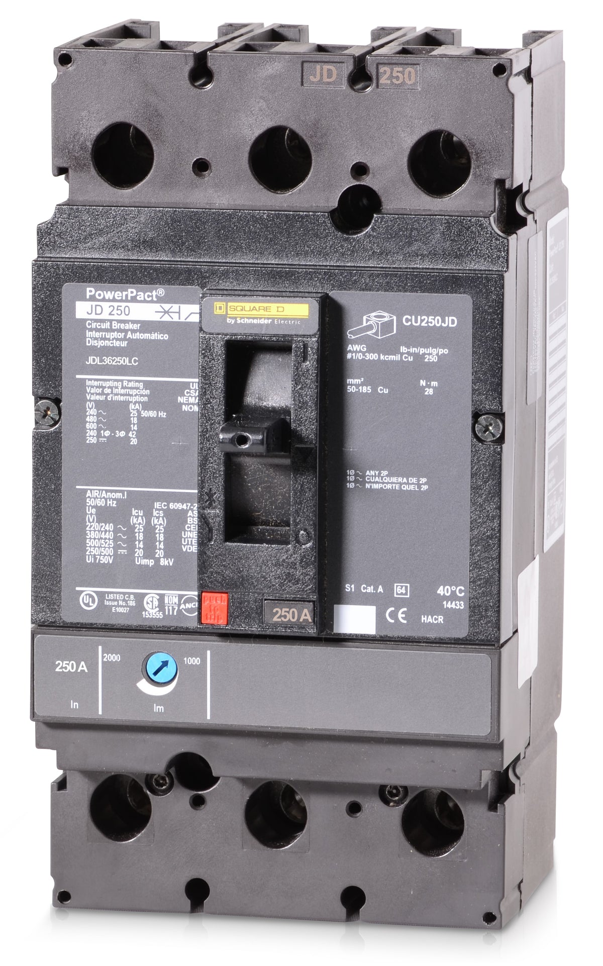 Square D JDL36250LC - 250A 3 Pole Molded Case Circuit Breaker
