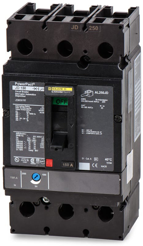 Square D JDM36150 - 150A 3 Pole Molded Case Circuit Breaker