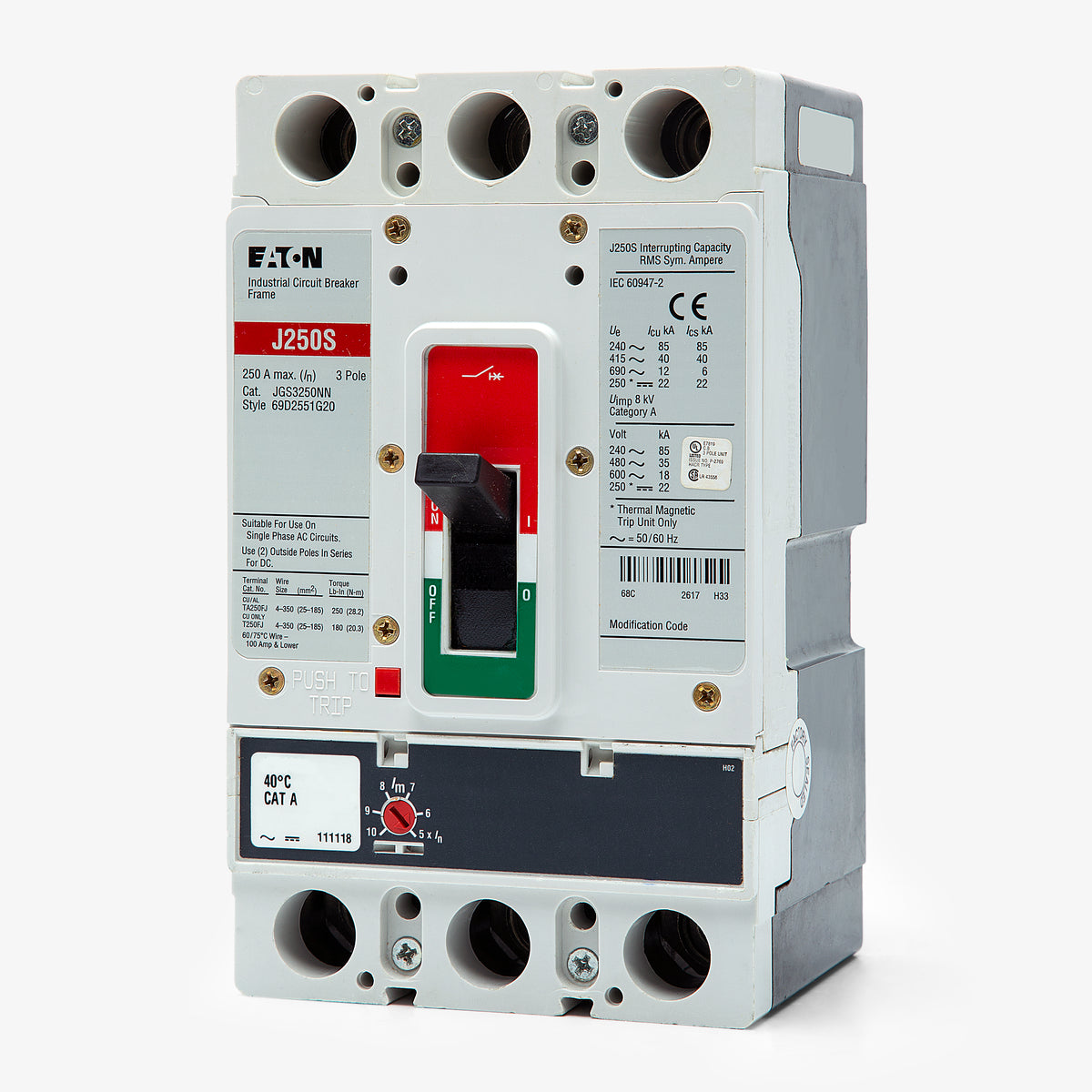 Eaton / Cutler-Hammer JGS3250FAG - 250A 3 Pole Molded Case Circuit Breaker