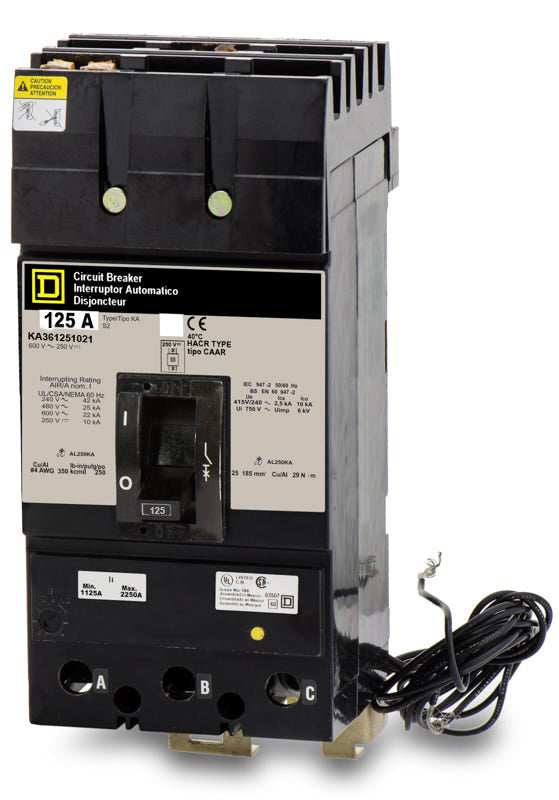 Square D KA36125-1021 - 125A 3 Pole Molded Case Circuit Breaker