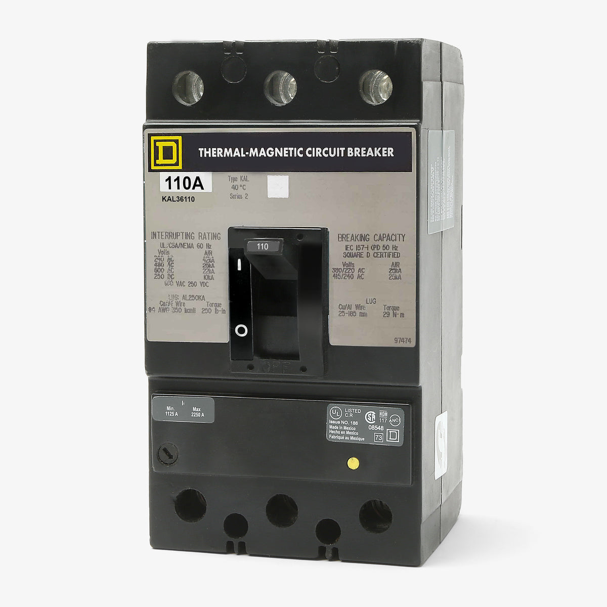 Square D KAL36110 - 110A 3 Pole Molded Case Circuit Breaker