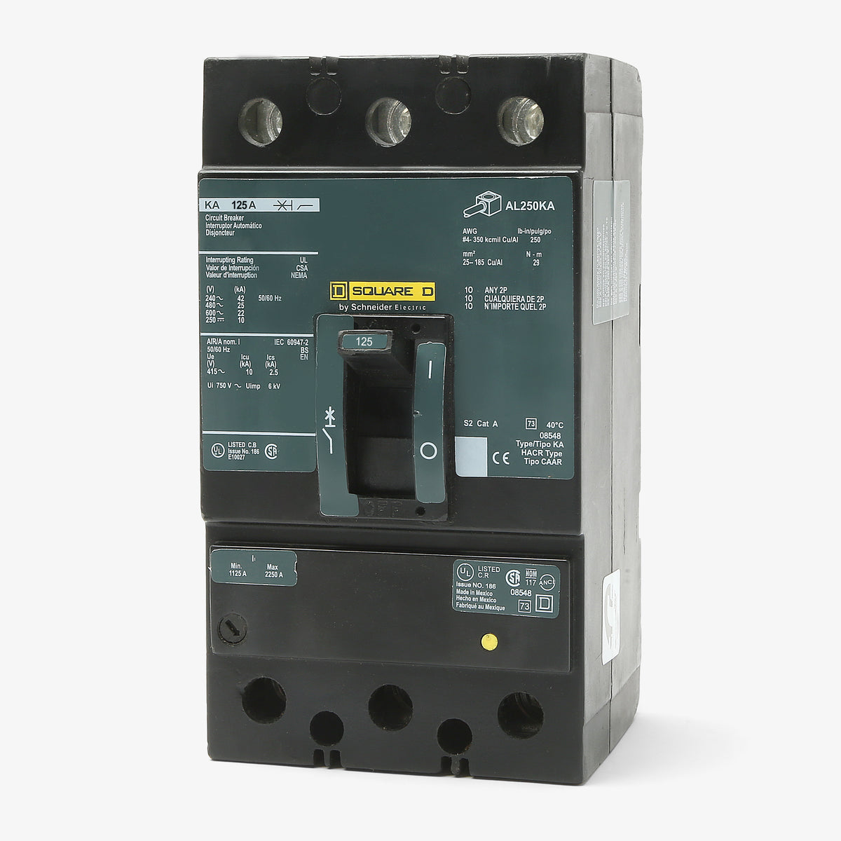 Square D KAL36125 - 125A 3 Pole Molded Case Circuit Breaker