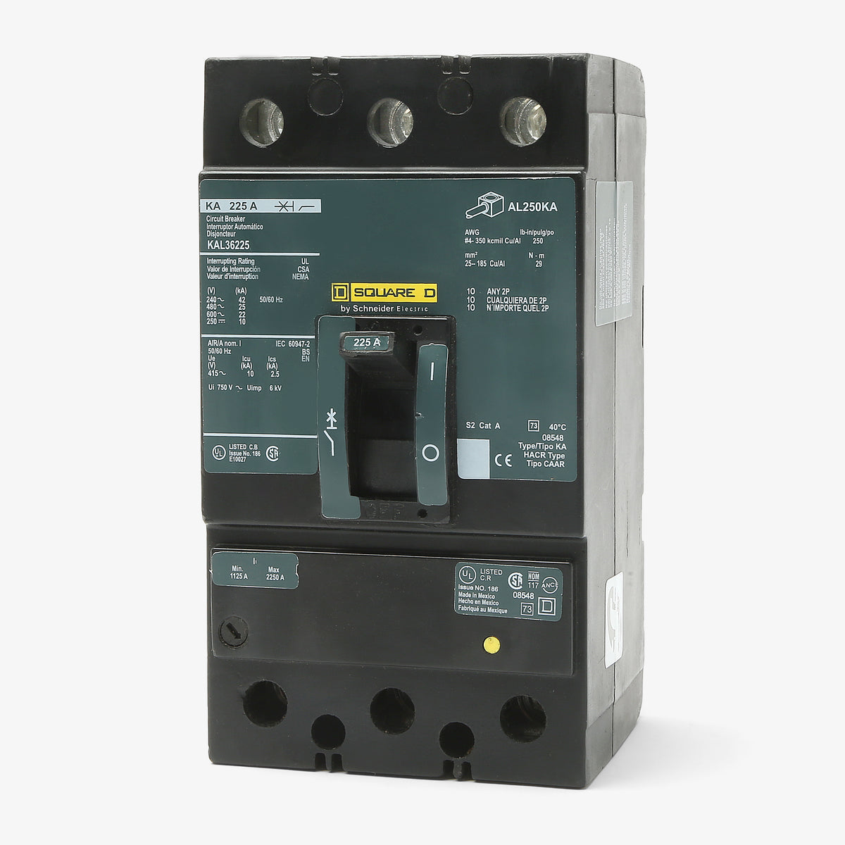 Square D KAL36225 - 225A 3 Pole Molded Case Circuit Breaker