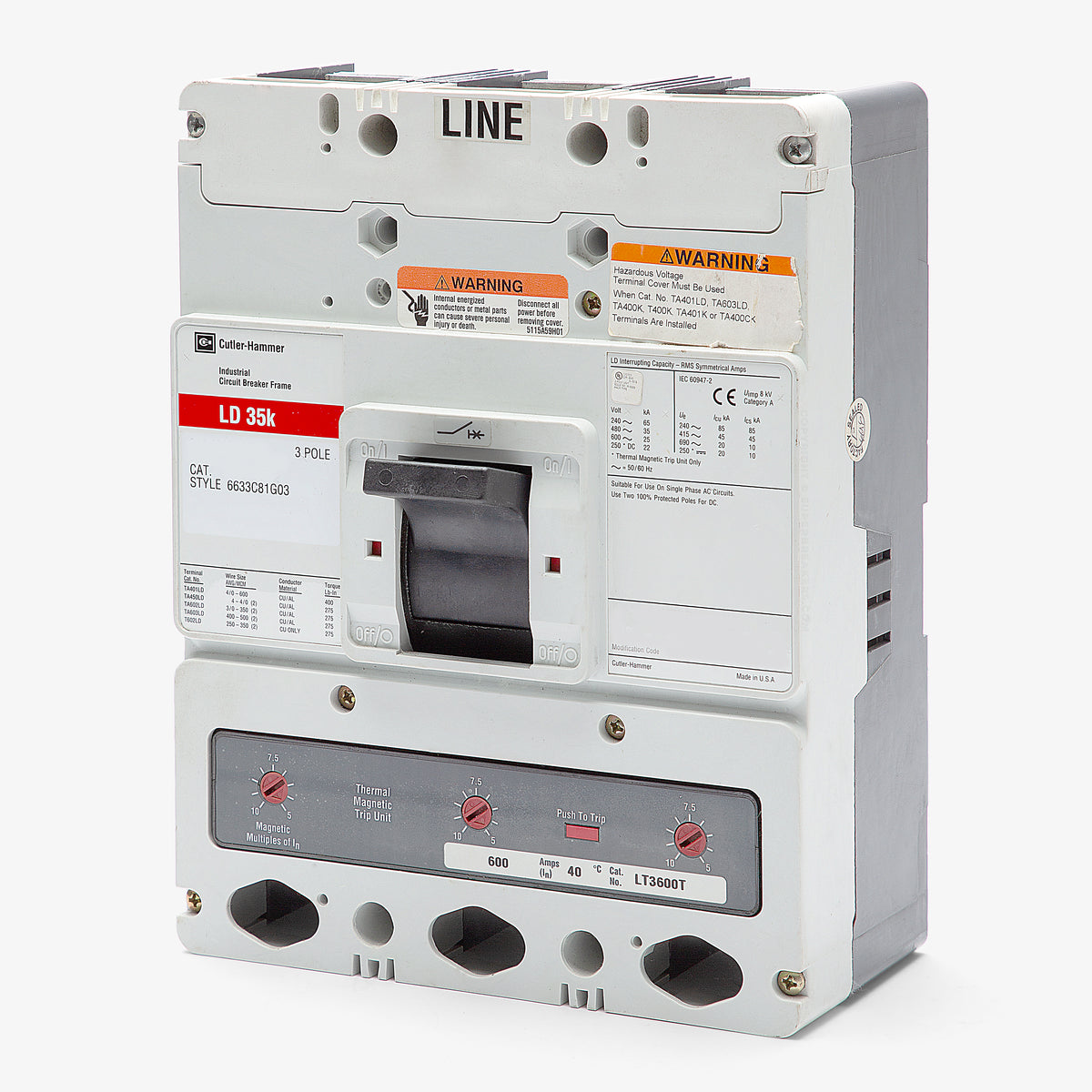 Eaton / Westinghouse LD3400 - 400A 3 Pole Molded Case Circuit Breaker
