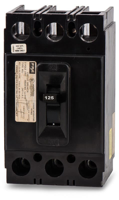 Federal Pacific NEJ233125 - 125A 3 Pole Molded Case Circuit Breaker