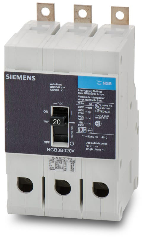 Siemens NGB3B020V - 20A 3 Pole Molded Case Circuit Breaker